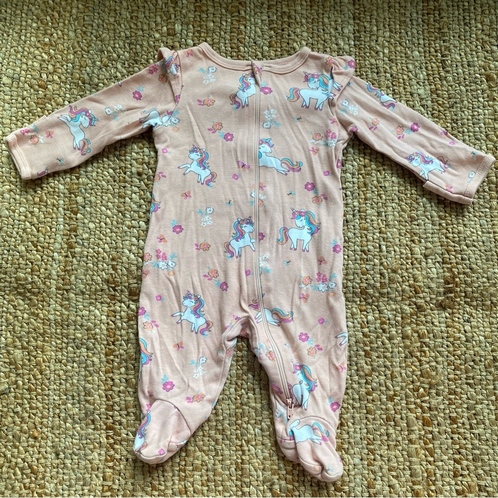 🦄 Wonder Nation Pink Unicorn Zip Footie - 0-3 Months 🦄